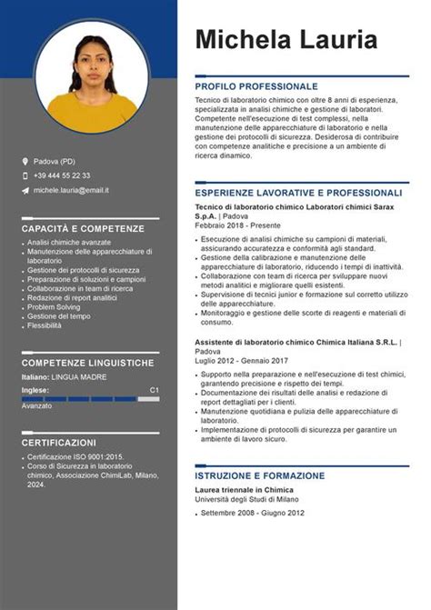 Curriculum Vitae Per Tecnico Di Laboratorio Chimico