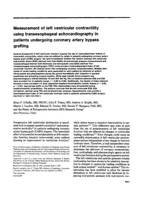 Pdf Measurement Of Left Ventricular Contractility Using