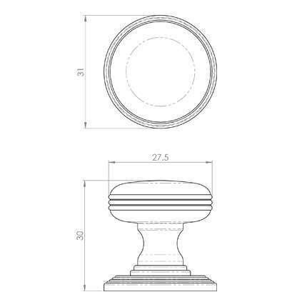 Fingertip Design Delamain Mm Dk Ringed Cupboard Knob Polished