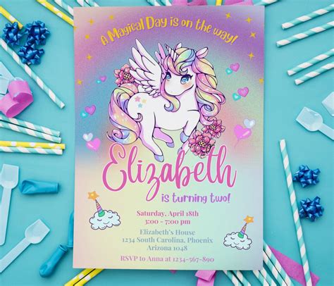 Unicorn Birthday Invitation Unicorn Birthday Invite Unicorn Party