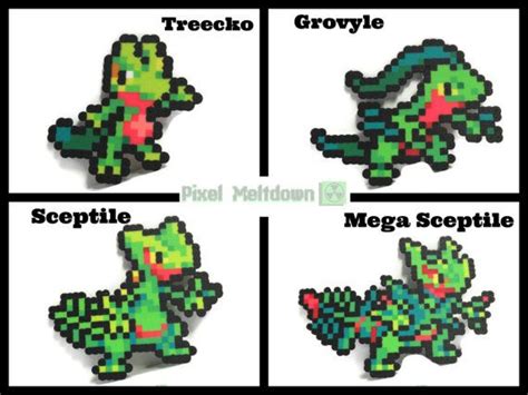 Treecko Grovyle Sceptile Mega Sceptile Pokemon Pixel Art Pixel Art