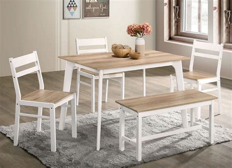 Debbie 5pc Naturalwhite Wood Dining Table Set Aetna Stores