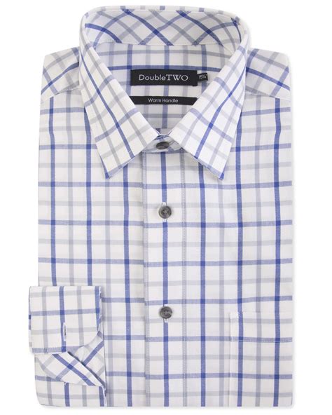 Double Two Brushed Cotton Shirt Navy Check Birtchnells