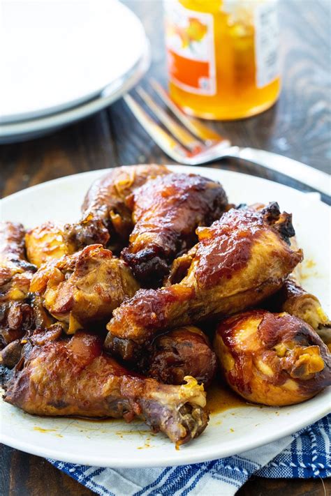 Slow Cooker Garlic Peach Chicken Legs Spicy Southern Kitchen