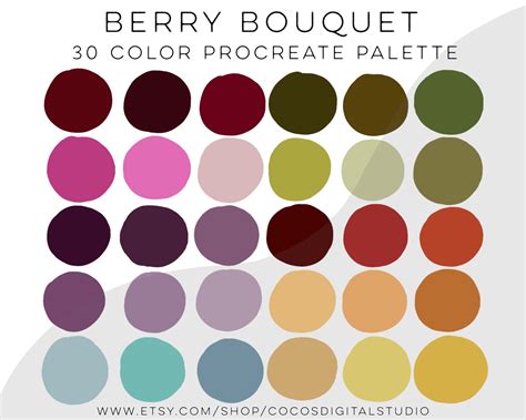 Berry Bouquet Procreate Color Palette Swatches Hand Picked Colors Wine