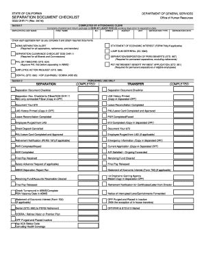 Fillable Online Documents Dgs Ca Separation Document Checklist