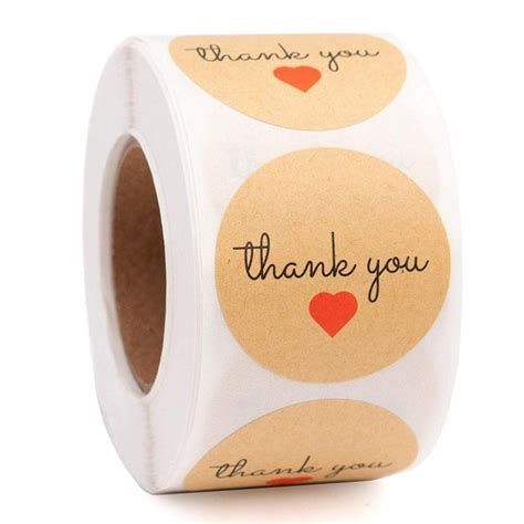 Thank you stickers roll/kraft thank you roll tape /business | Etsy