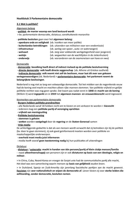 Ma H3 Parlementaire Democratie Hoofdstuk 3 Parlementaire Democratie 3