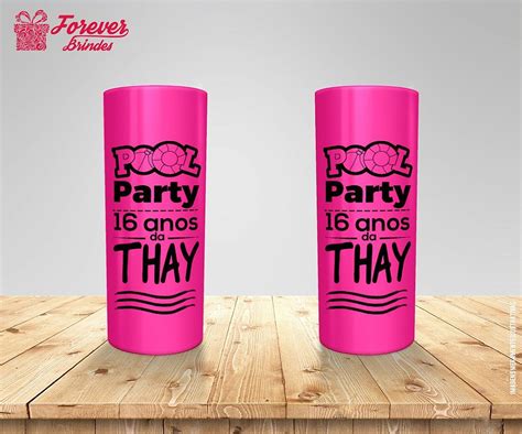 Copo Long Drink Personalizado Pool Party Rosa Forever Brindes