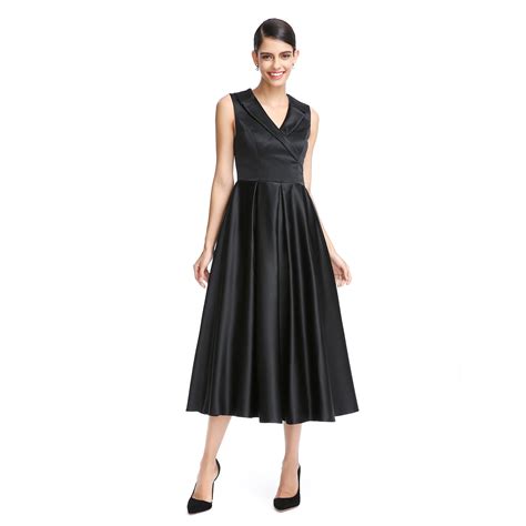 Ts Couture A Line V Neck Tea Length Satin Formal Cocktail Dressescocktail Dressescocktail