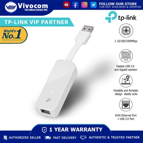 Tp Link Ue300 Usb 3 0 To Gigabit Ethernet Network Adapter Lazada Ph