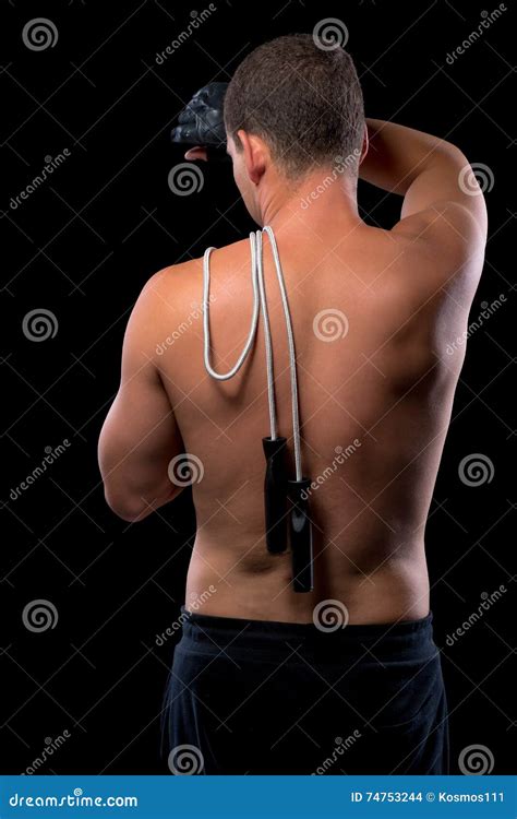 Athlete With Naked Torso Muscles Biceps And Triceps Royalty Free