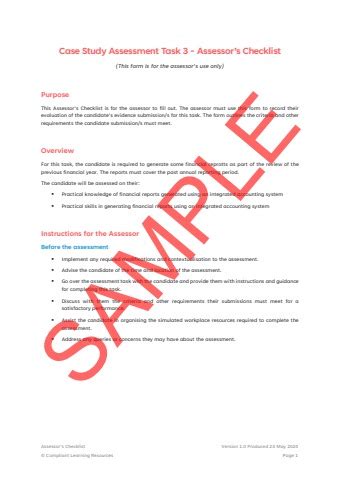 FNSACC426 Case Study Assessment Task 3 Assessor S Checklist V1 0