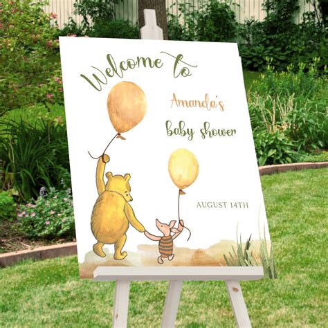 Winnie The Pooh Baby Shower Sign Pooh Bear Baby Shower Welcome Winnie