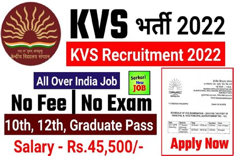 Kvs Recruitment Notification Out Prt Tgt Pgt Apply Online