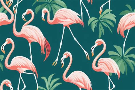 Premium Photo Tropical Background With Pink Flamingos Seamless