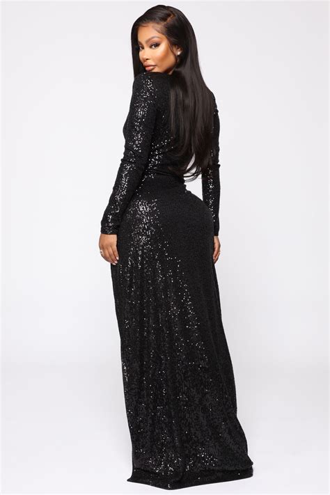 Shine Away Sequin Maxi Dress Black Fashion Nova