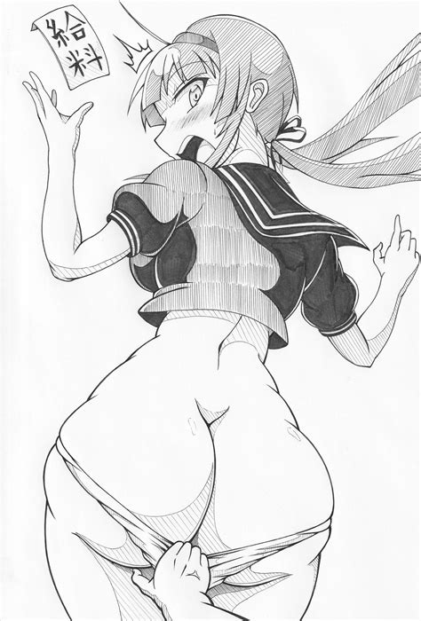 Rule 34 1girls Ahoge Ass Focus Back Back View Backboob Bangs Big Ass Blunt Ends Crop Top D