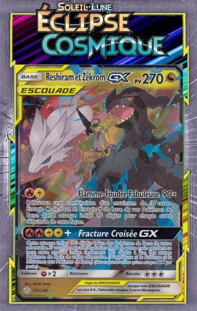 Reshiram Et Zekrom Sl Clipse Cosmique Carte Pokemon Neuve