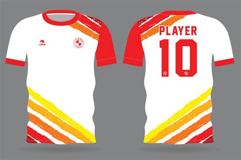 Red White Sports Jersey Template For Team Uniforms And Soccer T Shirt