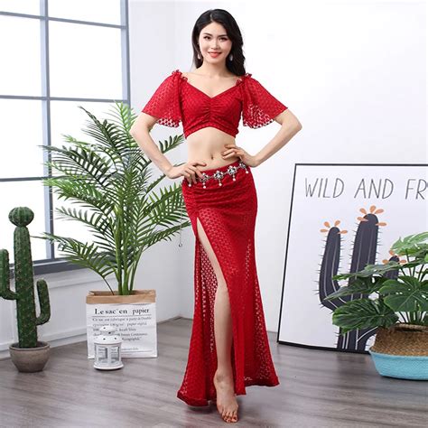 Conjunto de fantasia de dança do ventre oriental renda sexy para