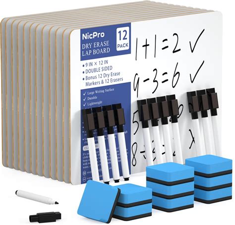 Nicpro Pack Dry Erase Mini Whiteboard A X Double Sided