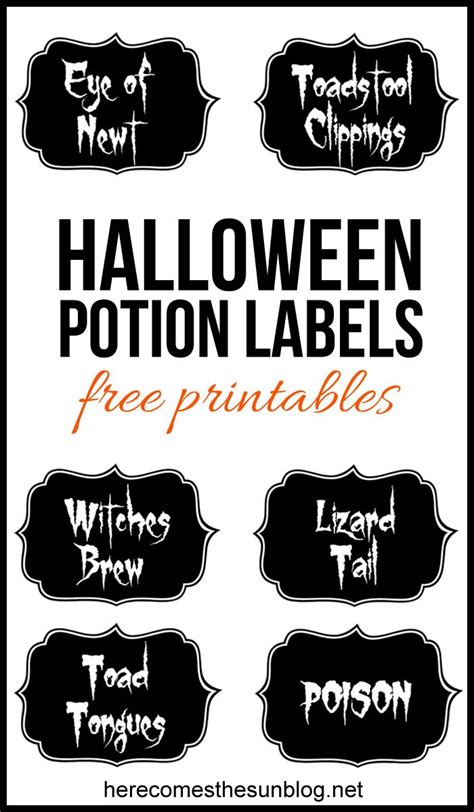 Halloween Potion Bottle Labels Here Comes The Sun