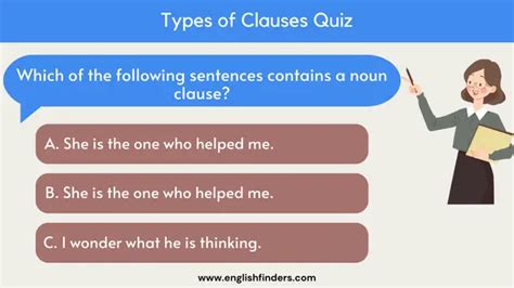 Types Of Clauses Quiz With Answers English Finders