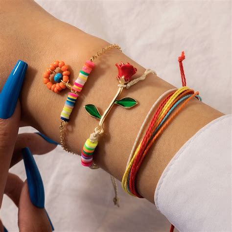 Tocona Pulseras De Cuentas Coloridas Para Mujer Cuerda Hecha A Mano