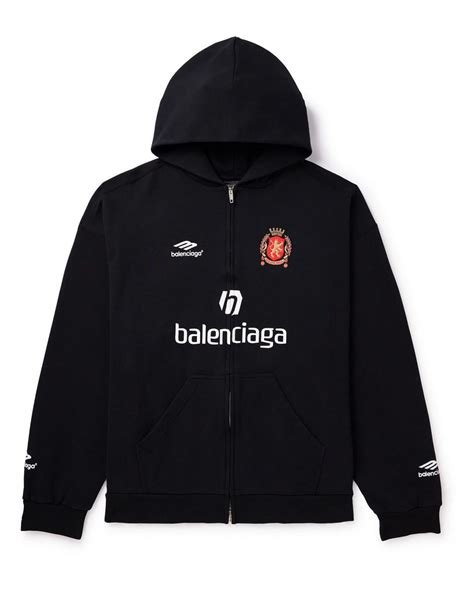 Balenciaga Soccer Oversized Logo Detailed Cotton Jersey Zip Up