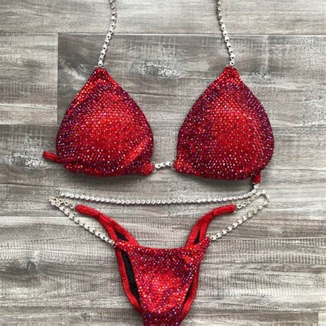 Competition Bikini Bright Red Siem NPC IFBB OCB Etsy