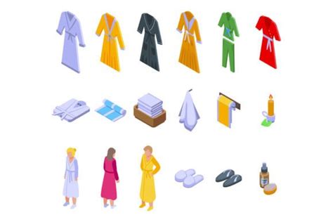 Spa Clothing Icons Set Isometric Vector Graphic By Ylivdesign · Creative Fabrica