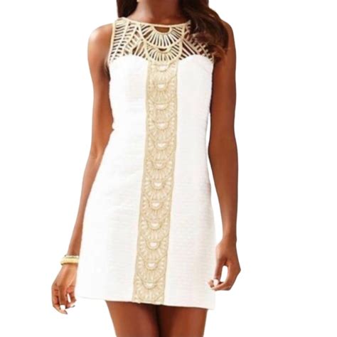 Lilly Pulitzer Dresses Lilly Pulitzer White And Gold Tana Shift