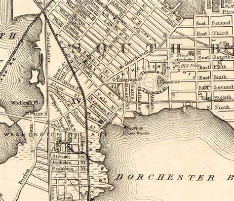 Old Map Of Boston Historical City Plan From 1881 Large Wall Map