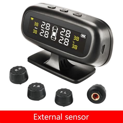 LAXLNG Solar TPMS Car Tire Pressure Alarm Monitor System Display