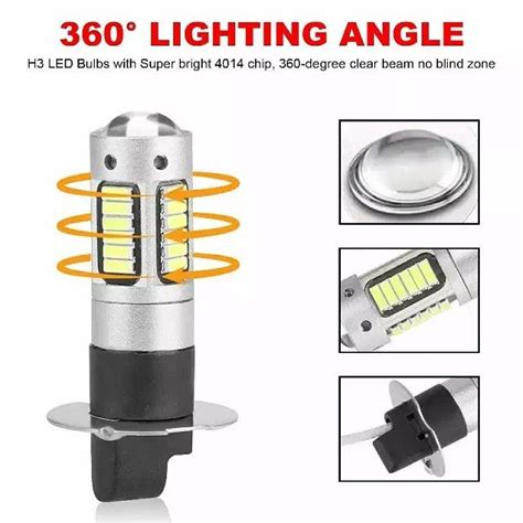 Купить 2x H3 H1 30 SMD 4014 Светодиодные лампы Ксеноновые белые 6500K