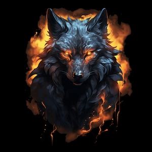 Fire Wolf Art T-shirt Design PNG and JPEG Digital Download for ...