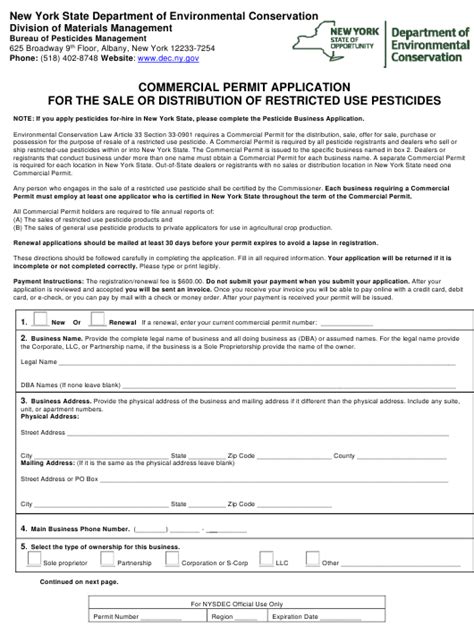 New York Commercial Permit Application For The Sale Or Distribution Of