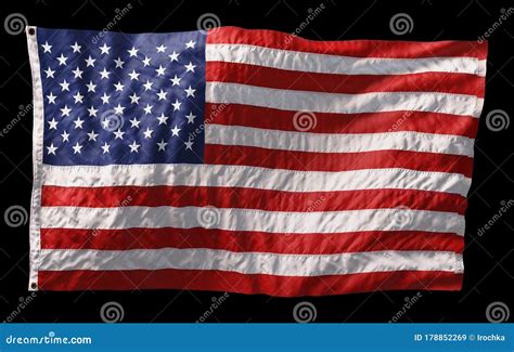 Bandeira Americana Acenando Ao Vento Isolada Sobre Fundo Preto 3d Ilustração Stock Ilustração