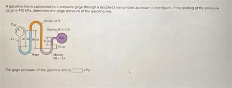 Solved A Gasoline Line Is Connected To A Pressure Gage Chegg