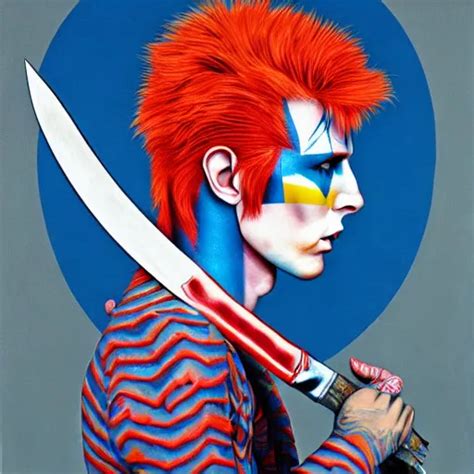 Ziggy Stardust Holding A Bowie Knife James Jean Stable Diffusion