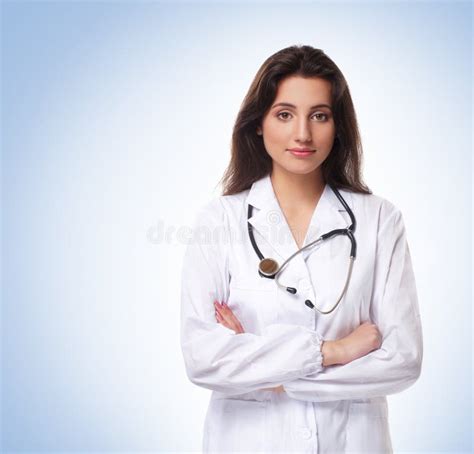 A Young Female Doctor In A White Dress Stock Image Image Of