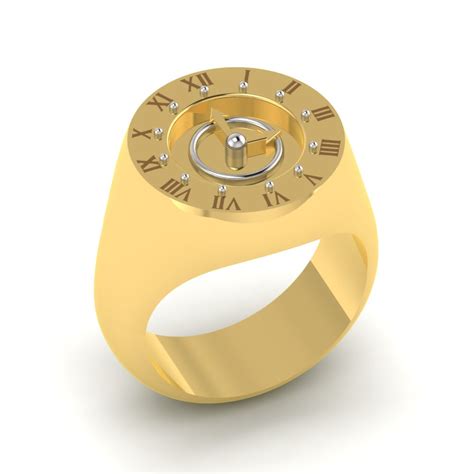 Clock Inspired Signet Gold Ring