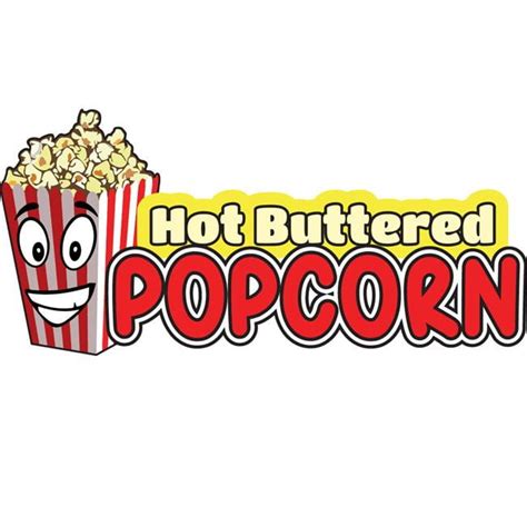 Signmission 8 In Hot Buttered Popcorn Concession Decal Sign With Cart Trailer Stand Sticker