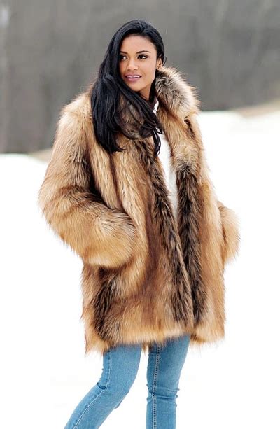 Donna Salyers Fabulous Furs Shawl Collar Faux Fur Coat In Redfox Modesens