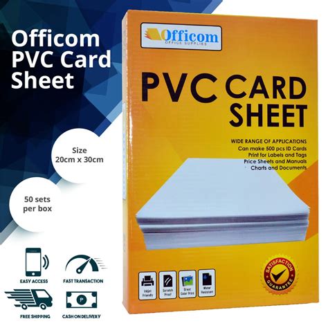 PVC ID Sheet PVC Card Sheet A4 Size 50 Sheets ID PVC Film Officom