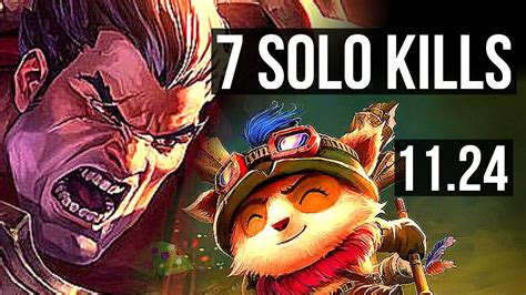 Darius Vs Teemo Top 7 Solo Kills 2 0m Mastery 400 Games Kr