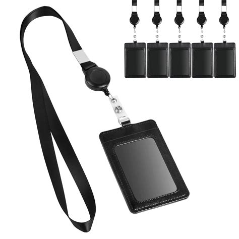 Buy Natuce 5 Pack Retractable Lanyard Neck Strap With Leather Id Card Holder Heavy Duty Lanyard