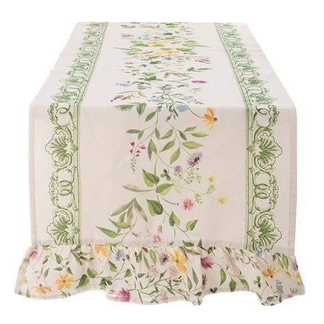 Chemin De Table En Coton à Volant 45150 CM Collection Fleurs Sauvages