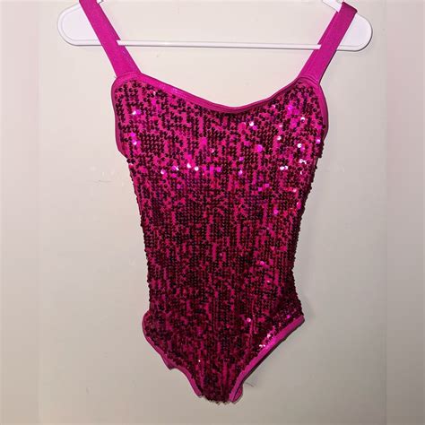 Balera Dancewear Dark Pink Sequin Body Suit Gem